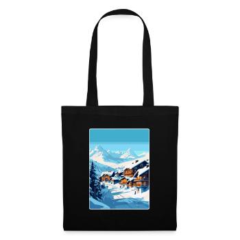 Val Thorens Frankreich Vintage Reiseplakat Souvenir - Stoffbeutel - Schwarz - Vorne