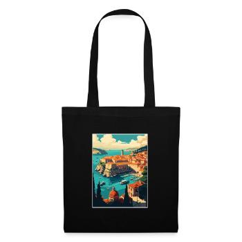 Dubrovnik Kroatien Vintage Reiseposter Souvenir - Stoffbeutel - Schwarz - Vorne