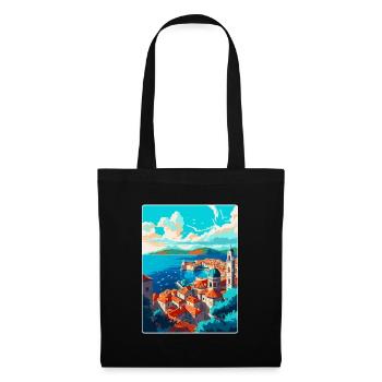 Dubrovnik Kroatien Vintage Reiseplakat Souvenir - Stoffbeutel - Schwarz - Vorne