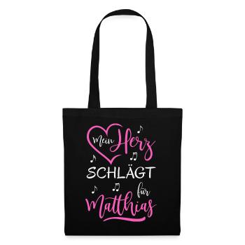 Mein Herz schlägt für Matthias - Stoffbeutel - Schwarz - Vorne