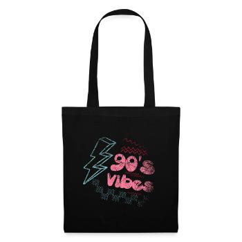 90's Vibes 90er 90s - Stoffbeutel - Schwarz - Vorne