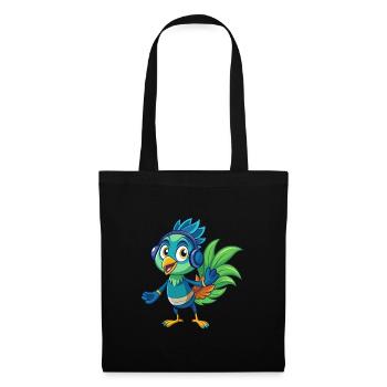 Peacock Funny Cartoon Character Headphone Music - Tote Bag - black - Front