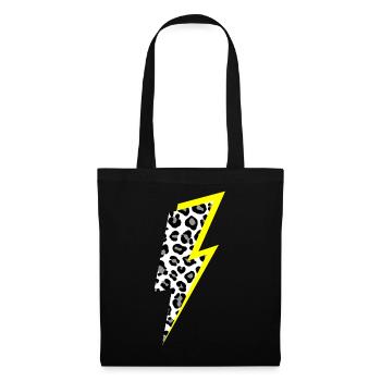 Blitz Leoparden Muster mit Neon-Gelben Schatten - Stoffbeutel - Schwarz - Vorne
