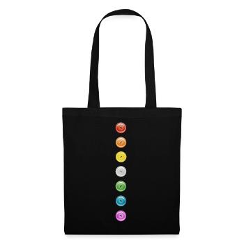 Knopf Knöpfe Regenbogen 7 Punkte lustig Knopfreihe - Stoffbeutel - Schwarz - Vorne