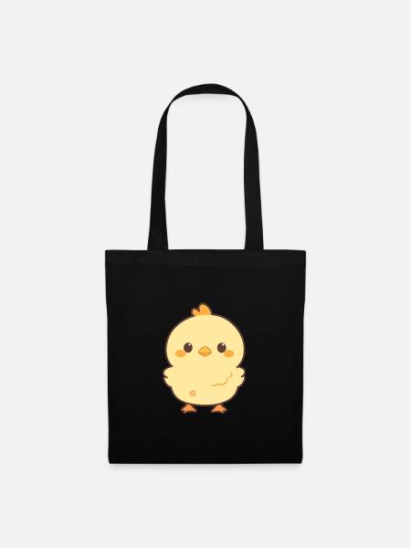 küken niedlich glücklich kawaii cartoon clipart tier - Stoffbeutel - Schwarz