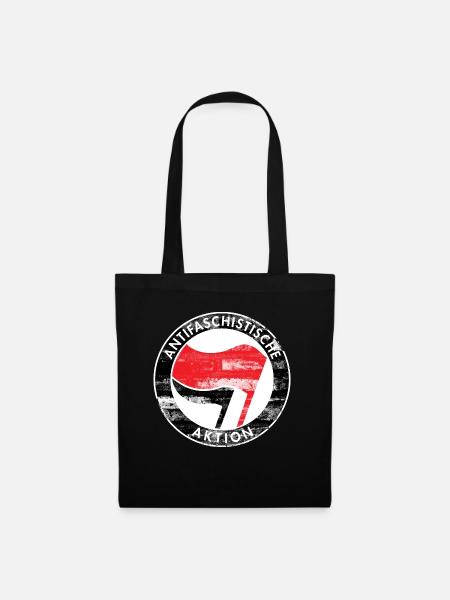 Antifa Logo, Gegen Rechts, Demo, Protest, Punk - Stoffbeutel - Schwarz