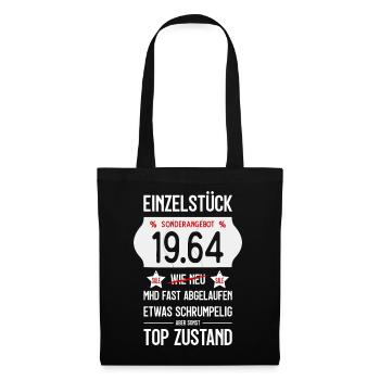 62. GEBURTSTAG 1964 EINZELSTÜCK PREISSCHILD - Stoffbeutel - Schwarz - Vorne