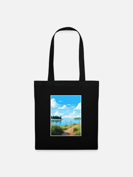 Lake Lacanau Deco Vintage Reiseplakat Souvenir - Stoffbeutel - Schwarz