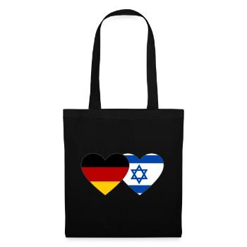 Deutschland Israel Flagge Herz - Stoffbeutel - Schwarz - Vorne