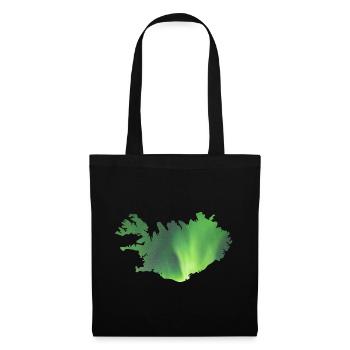 Island Landkarte Iceland Polarlicht Aurora - Stoffbeutel - Schwarz - Vorne