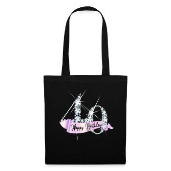 Happy Birthday 40. Geburtstag Geschenk Diamanten - Stoffbeutel - Schwarz - Vorne