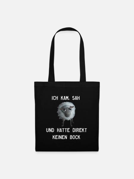 Ich kam, sah und hatte direkt keinen Bock - Schaf - Stoffbeutel - Schwarz
