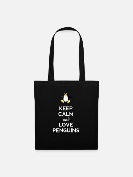 keep calm love Pinguine Linux nerd computer cpu lo - Stoffbeutel - Schwarz