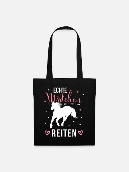 Echte Mädchen Reiten Pferde Mädchen - Stoffbeutel - Schwarz