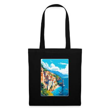 Amalfi Italien Vintage Reiseposter WPA Souvenir - Stoffbeutel - Schwarz - Vorne