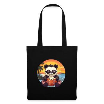 Panda Niedliche Lustige Karikatur Kawaii Buch Strand - Stoffbeutel - Schwarz - Vorne