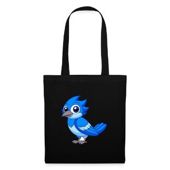 Blue Jay Niedliche Maskottchen Zeichentrickfigur Kawaii - Stoffbeutel - Schwarz - Vorne