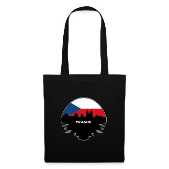 Prag Tschechien Flagge Skyline Silhouette Reisen - Stoffbeutel - Schwarz - Vorne