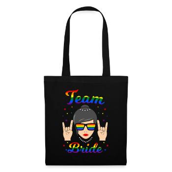 Team Bride LGBT Lesbe JGA Junggesellinnenabschied - Stoffbeutel - Schwarz - Vorne