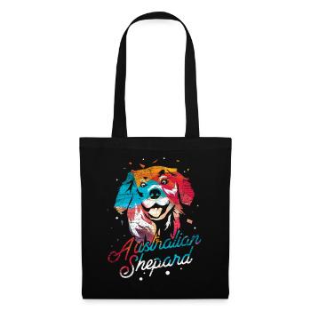 Aufmerksamer Aussie Hütehund - Stoffbeutel - Schwarz - Vorne