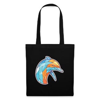 Delphin Bunte Aquarell-Tierillustration - Stoffbeutel - Schwarz - Vorne
