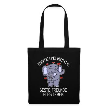 Tante und Nichte Bindung Beste Freunde Elefanten - Stoffbeutel - Schwarz - Vorne