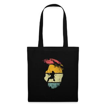 Abseilen Felsklettern Felskletterer Retro Vintage - Stoffbeutel - Schwarz - Vorne
