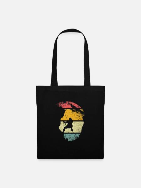 Abseilen Felsklettern Felskletterer Retro Vintage - Stoffbeutel - Schwarz