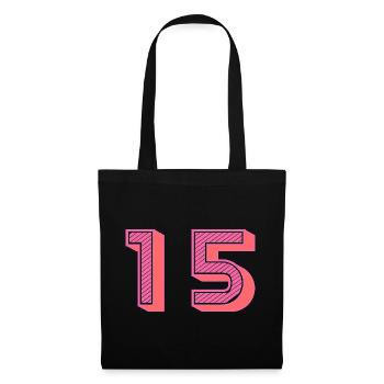 15. 15 ANS. 15e ANNIVERSAIRE. ANNIVERSAIRE 15 ANS. - Sac en tissu - noir - Devant
