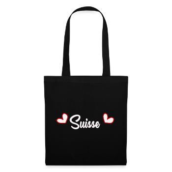 SUISSE. HUMOUR. PAYS. DRAPEAU. GENEVE. LAUSANNE - Sac en tissu - noir - Devant