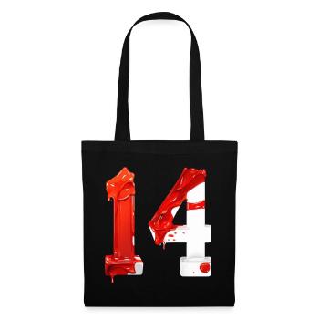 NR. 14 NUMMER 14 ROT WEIß 14. GEBURTSTAG - Stoffbeutel - Schwarz - Vorne