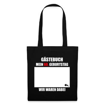 Unterschriften zum 60. Geburtstag - Gästebuch - Stoffbeutel - Schwarz - Vorne