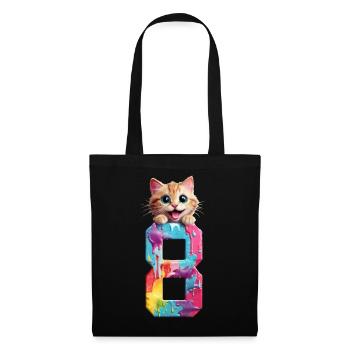 8 JAHRE KATZE 8. GEBURTSTAG - Stoffbeutel - Schwarz - Vorne