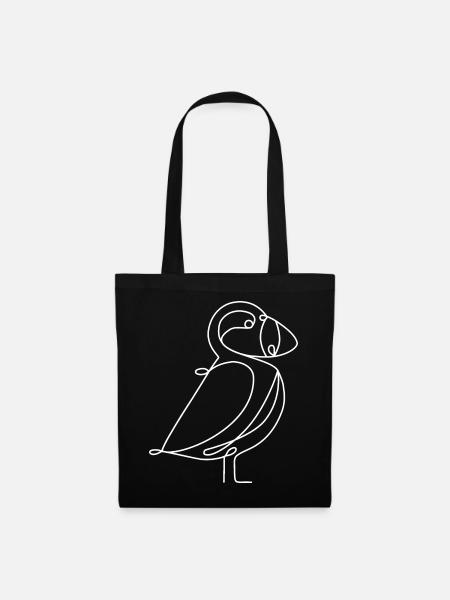 Puffin Lineart Papageientaucher Papageitaucher - Stoffbeutel - Schwarz