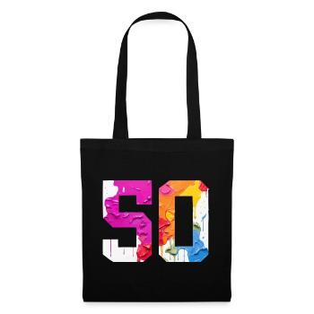 FARBIG NUMMER 50 BUNT 50. GEBURTSTAG - Stoffbeutel - Schwarz - Vorne