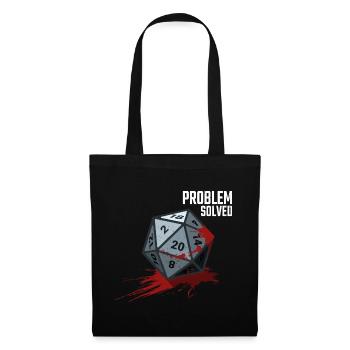 D20 Würfel - Problem solved - Stoffbeutel - Schwarz - Vorne