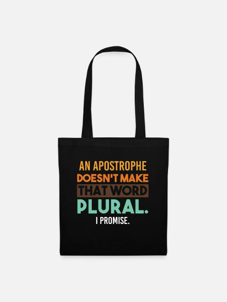 Grammar Grammatik Apostroph Plural Spruch Lustig - Stoffbeutel - Schwarz