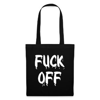 Provokatives Ausruf-Design Tropfen Fuck off - Stoffbeutel - Schwarz - Vorne