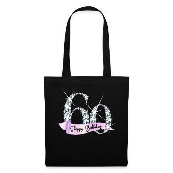 Happy Birthday 60. Geburtstag Geschenk Diamanten - Stoffbeutel - Schwarz - Vorne