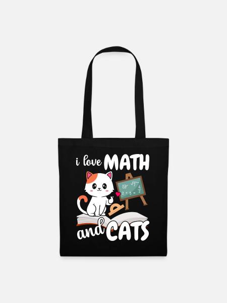 Ich Liebe Mathe Und Katzen Mathematik - Stoffbeutel - Schwarz