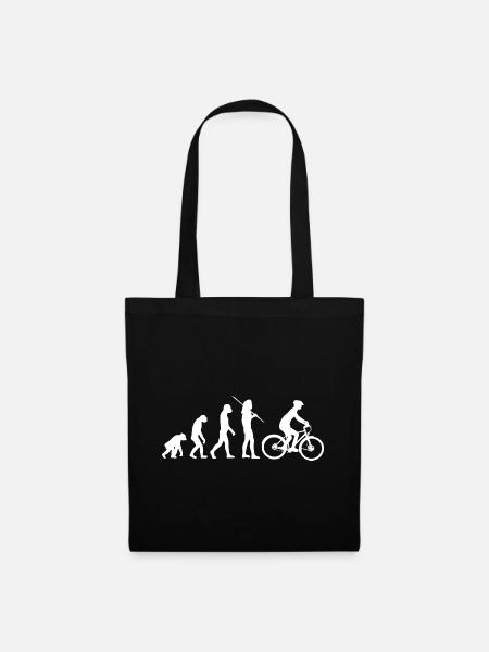 Evolution Radfahrer - Weiße Silhouetten - Stoffbeutel - Schwarz