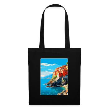 Cinque Terre Italien Vintage Reiseplakat Souvenir - Stoffbeutel - Schwarz - Vorne