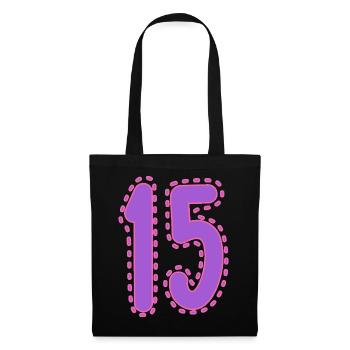 15. 15 ANS. 15e ANNIVERSAIRE. ANNIVERSAIRE 15 ANS. - Sac en tissu - noir - Devant