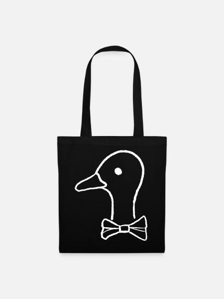 Ente mit Fliege - Stoffbeutel - Schwarz