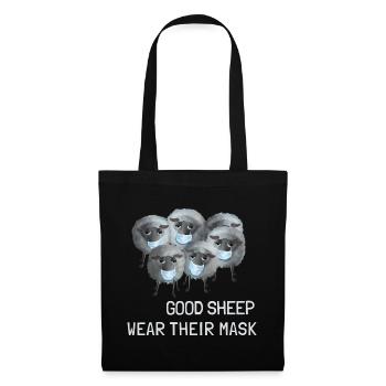 Good Sheep wear their Mask - Schafe mit Maske - Stoffbeutel - Schwarz - Vorne