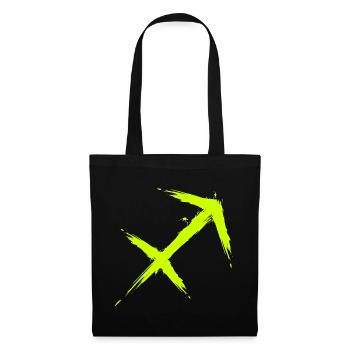 Schütze Sternzeichen Sagittarius Symbol Gelb Neu - Stoffbeutel - Schwarz - Vorne