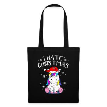 Anti-Christmas Anti-Weihnachten Einhorn Xmas Anti - Stoffbeutel - Schwarz - Vorne