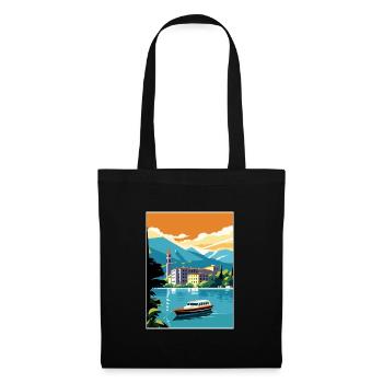 Comer See Italien Dekoration Vintage Reiseposter - Stoffbeutel - Schwarz - Vorne
