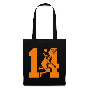 NUMMER 14 BASKETBALL 14. GEBURTSTAG - Stoffbeutel - Schwarz - Vorne