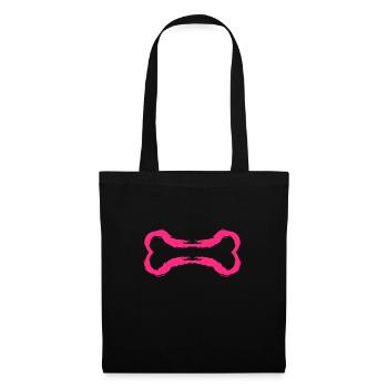 Hund Symbol Knochen Bürste Rosa - Stoffbeutel - Schwarz - Vorne